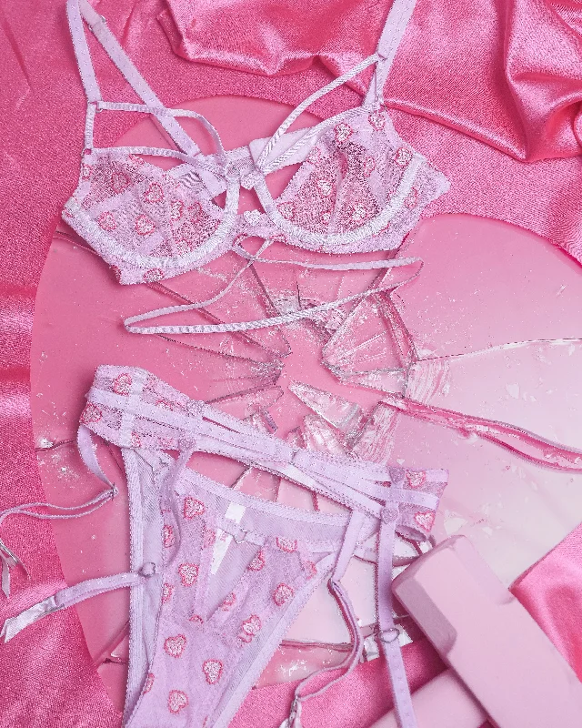 Polly Panty + Garter in Light Pink