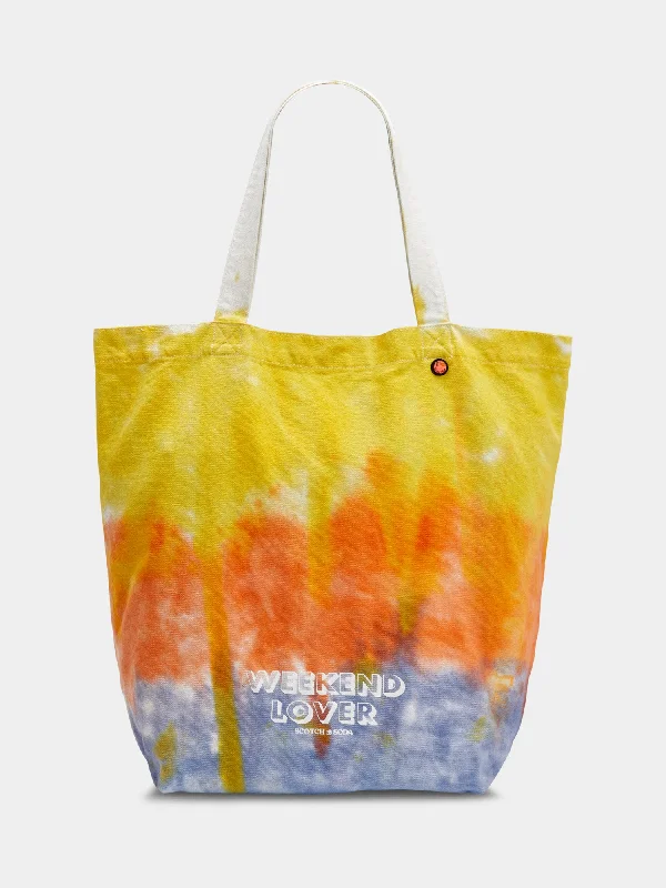 Canvas tie-dyed tote