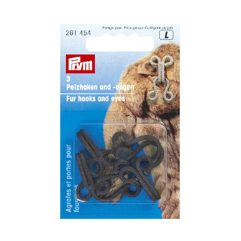 Prym SET OF 3 Fur Hooks and Eyes (Faux Fur)