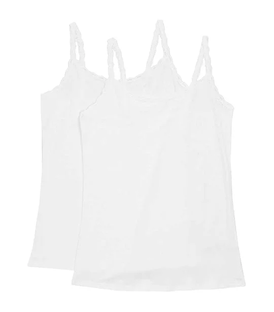 2 Pack Lace Trim Vests White