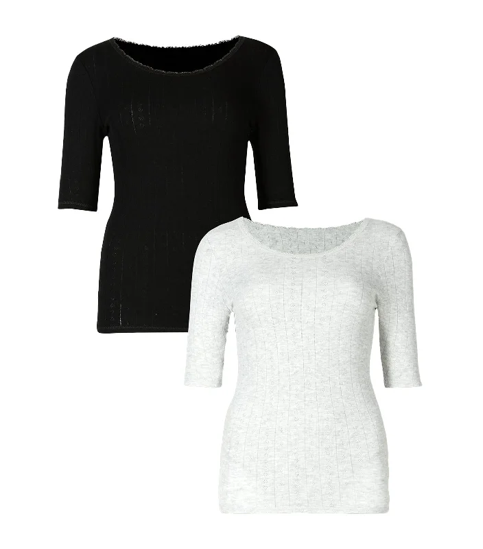 2 Pack Thermal Longsleeve Top Black/Gray