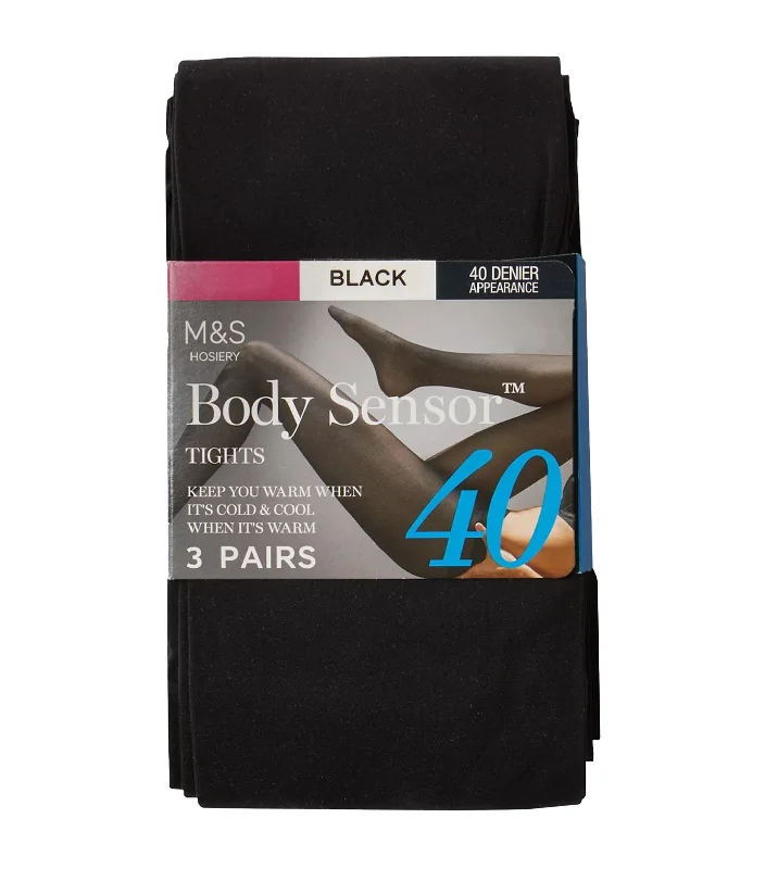 3 Pair Pack 40 Denier Body Sensor™ Tights Black