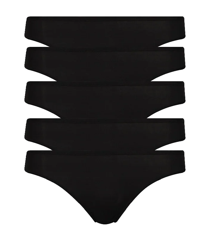 5 Pack Micro Fibre Low Rise Bikini Black