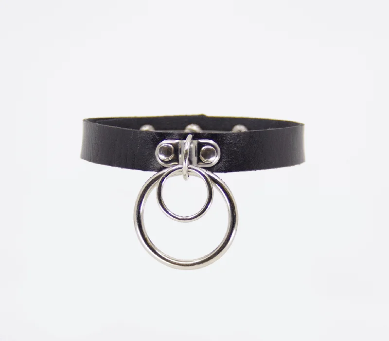 Vegan Bondage Collar with Double Rings