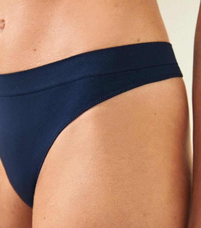 Seamless Tanga Panty Navy Blue