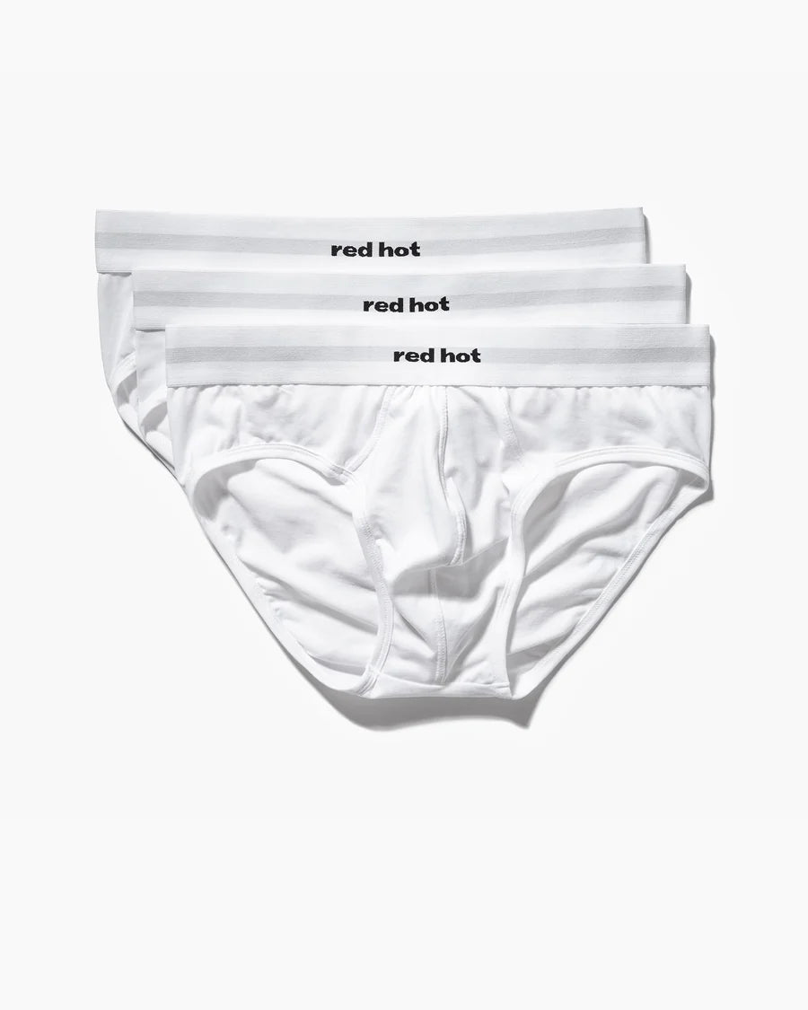 3 Pack Hip Brief Mono-Tone White