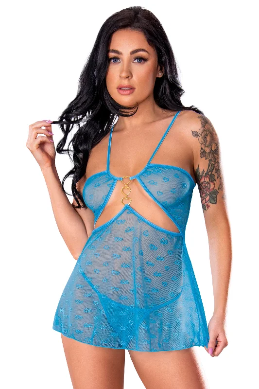 Cut Out Flutter Chemise & G-String Set