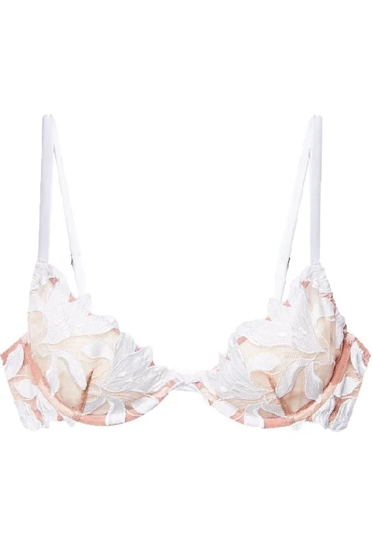 Lily Embroidery Plunge Demi Bra Ivory