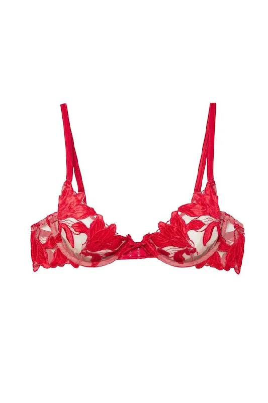 Lily Embroidery Plunge Demi Bra Rouge