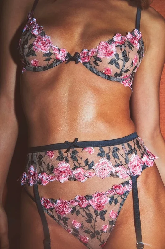 Roses and Thorns Demi Bra Black