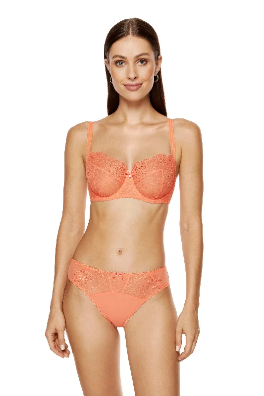 Sheer Mesh Balconette Bra Pamela Peach