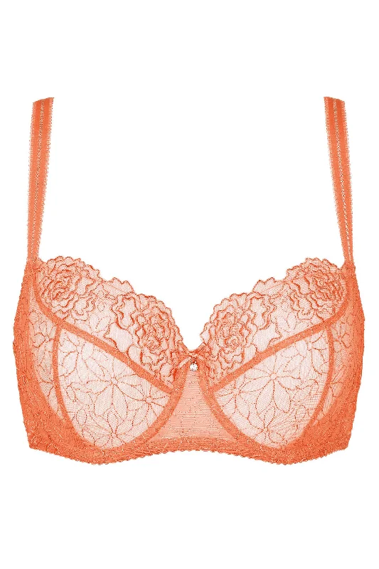 Sheer Mesh Balconette Bra Pamela Peach