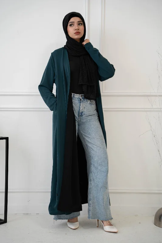 Black/Teal Reversible Open Abaya