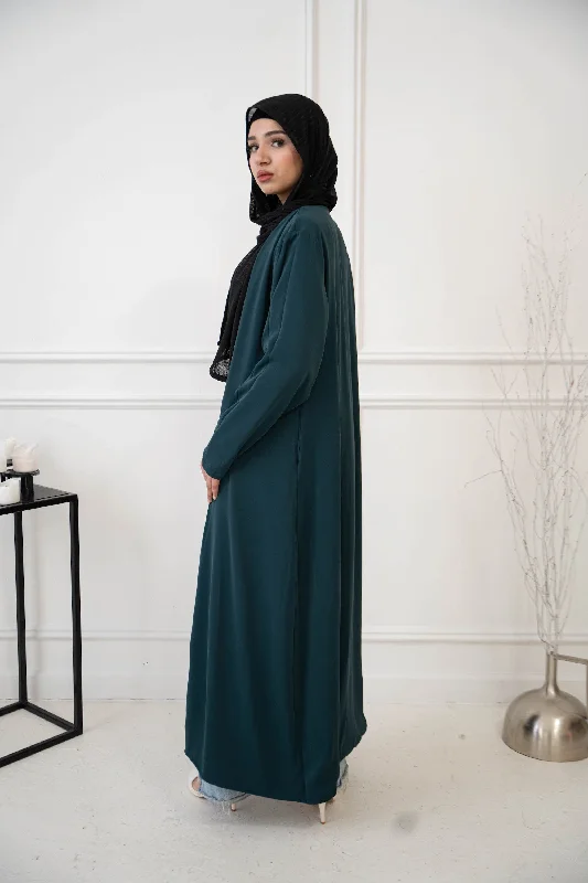 Black/Teal Reversible Open Abaya