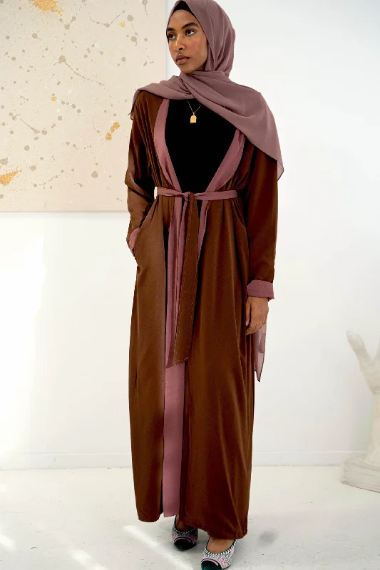 Coffee/Purple Reversible Open Abaya