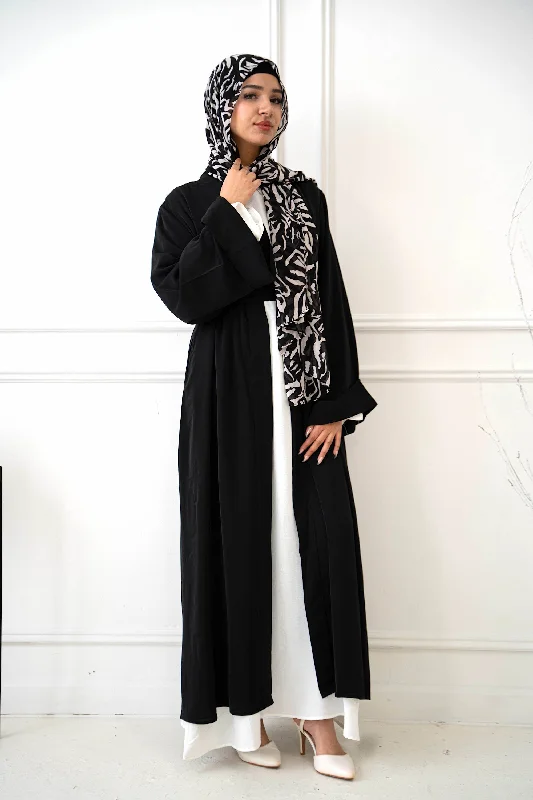 Black Nida Kimono Sleeve Open Abaya