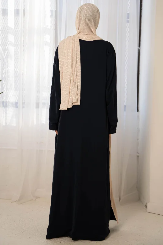 Navy/Cream Reversible Open Abaya