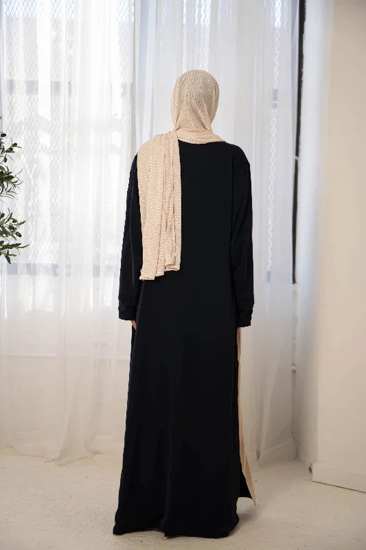 Navy/Cream Reversible Open Abaya