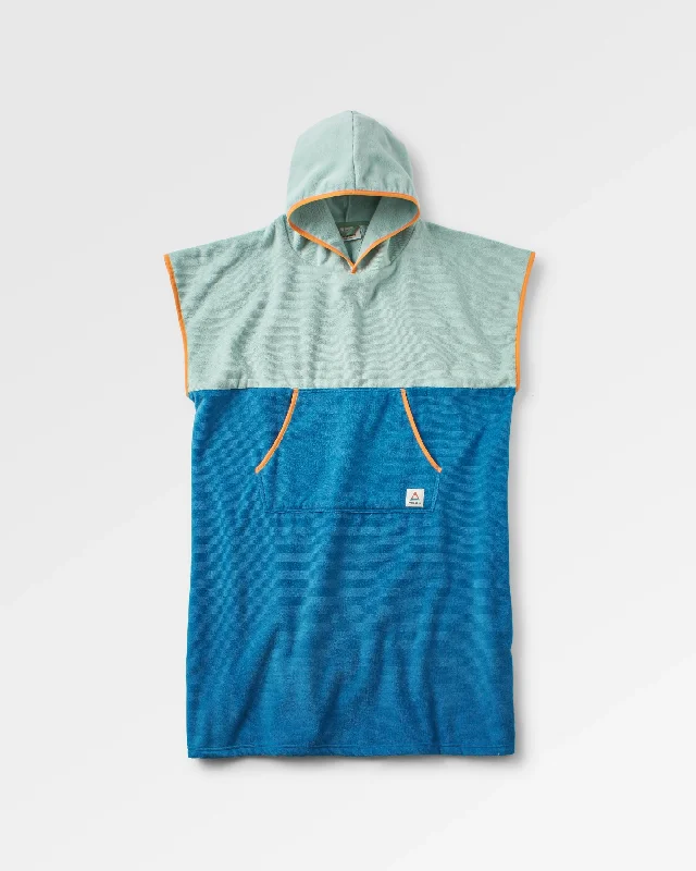 Tulum Recycled Towel Poncho - Surf Spray/ Moonlight Blue