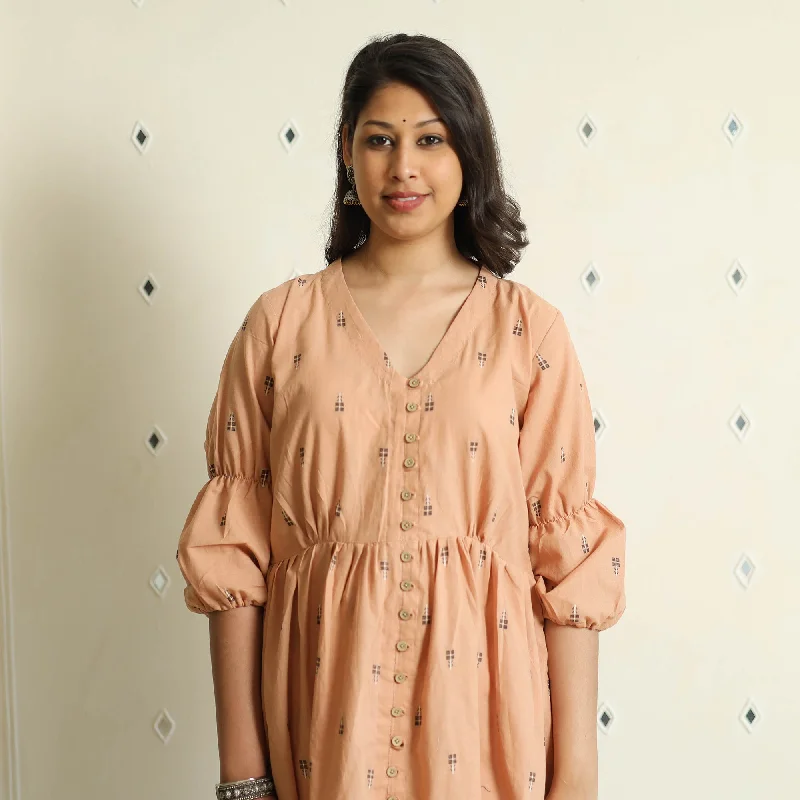 High-end-inspiredBeige - Jacquard Cotton Flared Gher Dress