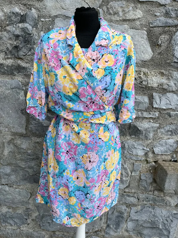 Sophisticated old-world80s floral dress&shirt uk 8