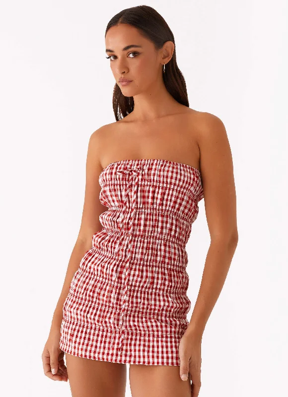IconicAdele Mini Dress - Red Gingham