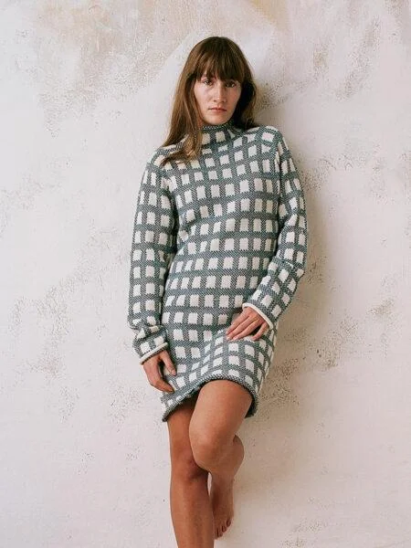Graphic-heavyAlpaca Wool Handmade Knit Sweater Dress Napkini