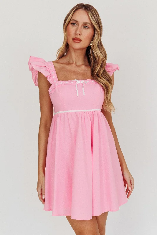 Nordic-inspiredAngels Harp Babydoll Mini Dress Light Pink
