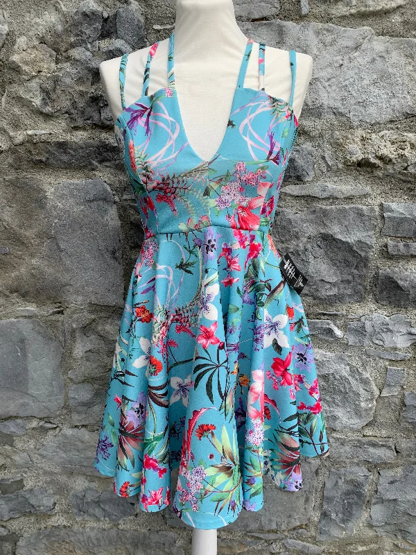LuxeBlue floral skater dress  uk 8