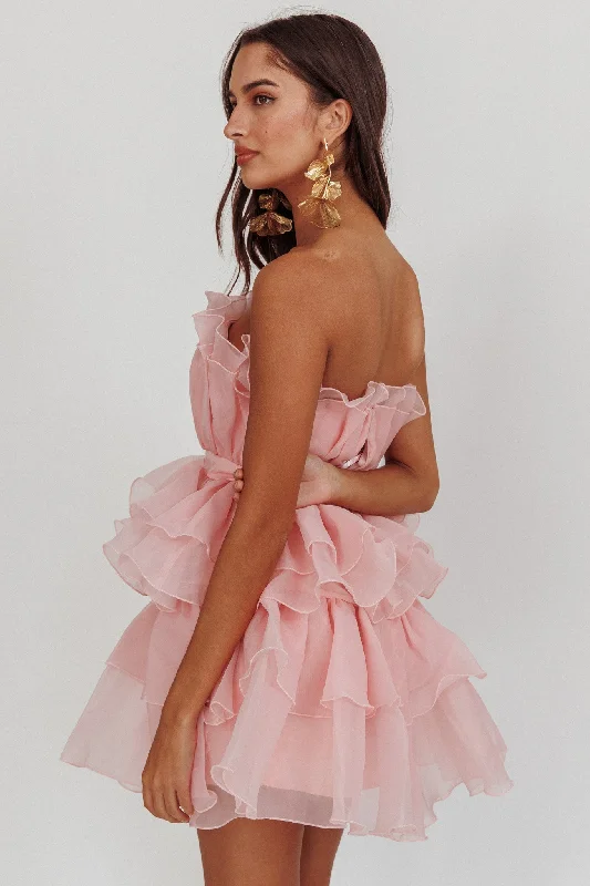 Fashion-forwardBon Bon Tiered Chiffon Mini Dress Blush