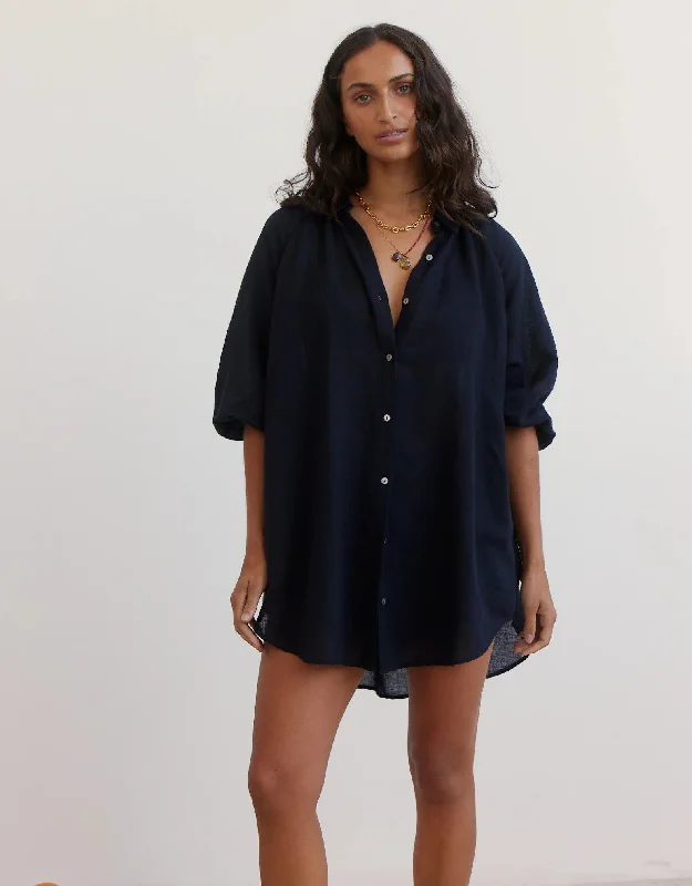 Satin-drapedLa Ponche Shirt Black