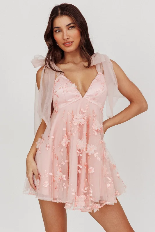 Layered effortlessChantilly Tied Shoulder Mini Dress Pink