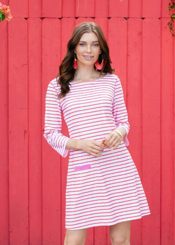 AristocraticCoral Geo Stripe Cabana Shift Dress