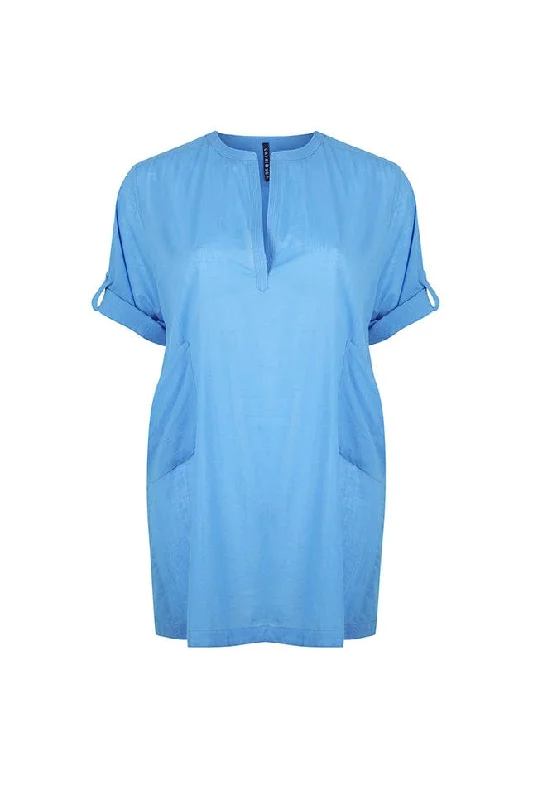 Uncluttered eleganceCotton Overshirt Provence Blue
