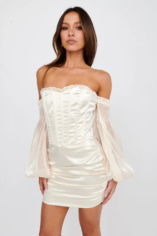 Refined-modernDance The Night Corset Bodice Mini Dress Cream