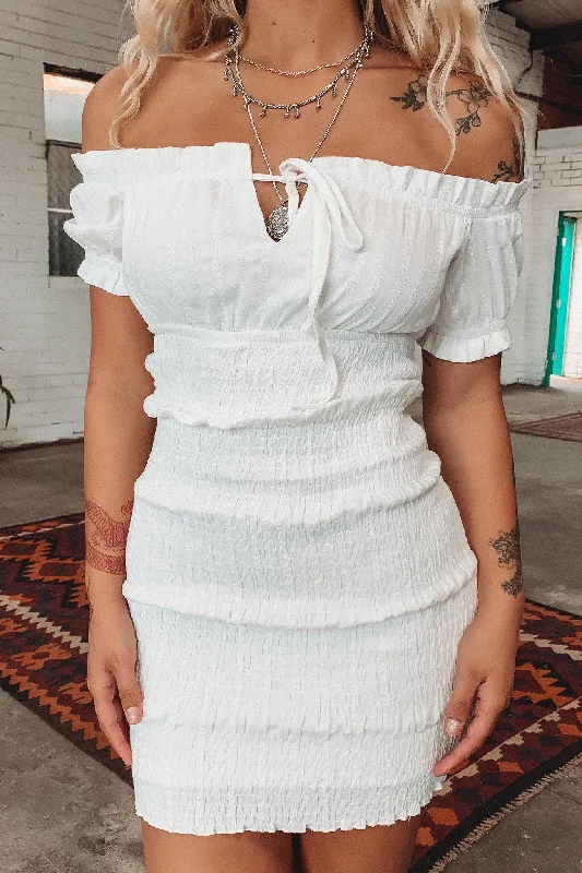 Elevated-casualDex Dress - White