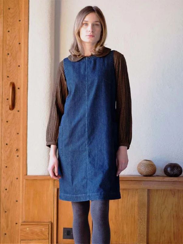 Sleek-silhouetteEva Pinafore Cotton Dress | Blue