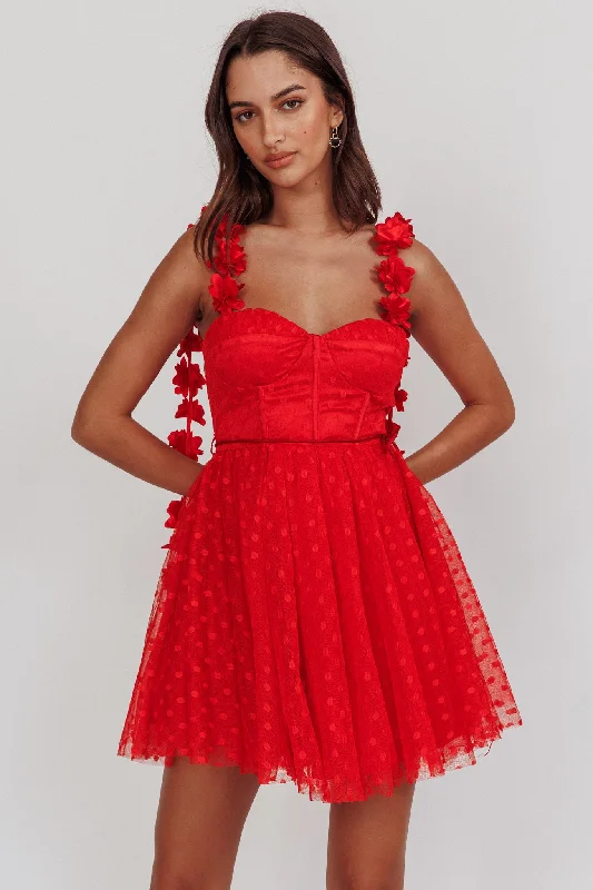 Feminine & refinedFairytale Dream Floral Strap Mini Dress Red