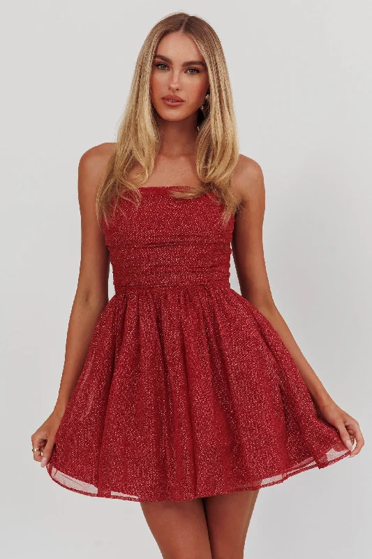 Clean-cut-utilitarianGuilty Pleasure Strapless Glitter Mini Dress Red