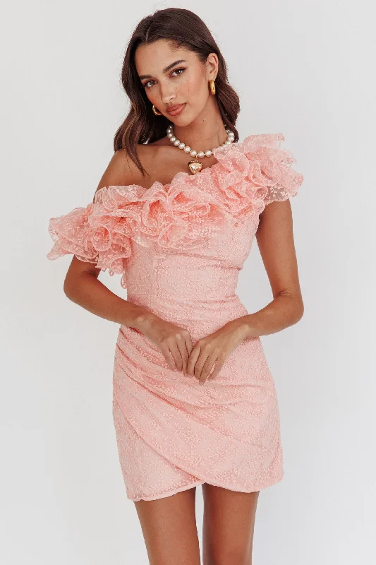 Minimalist-streetHollyn One-Shoulder Ruffle Mini Dress Blush