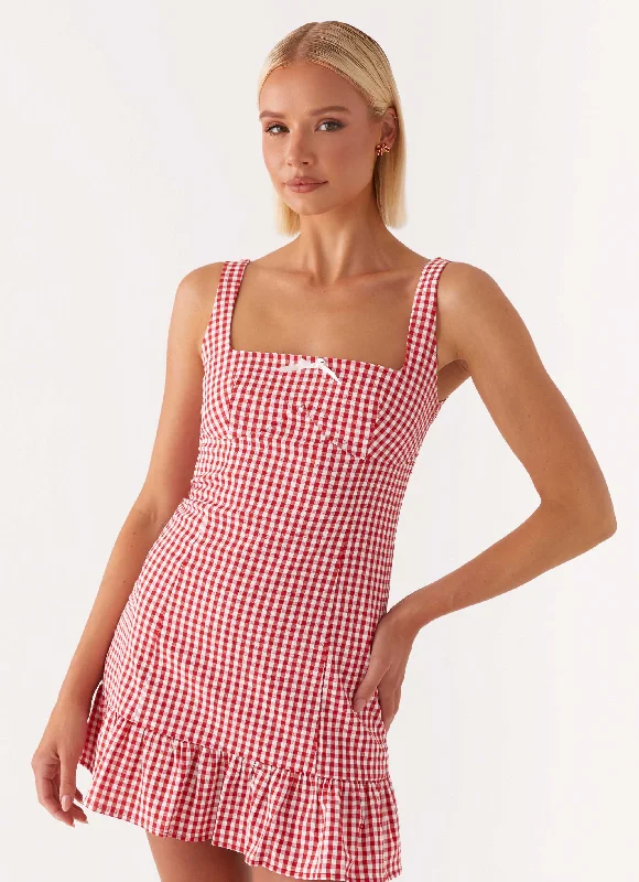 PolishedHonesty Mini Dress - Red Gingham
