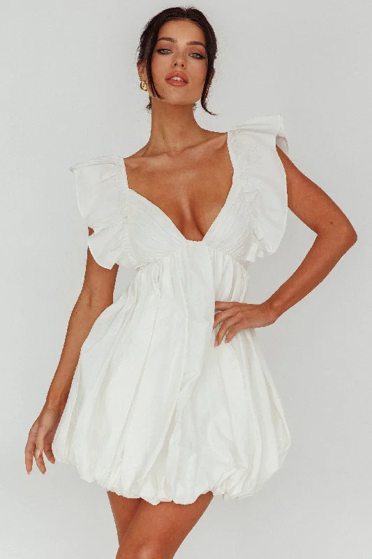 Layered-coolHoroscope Bubble Hem Mini Dress Ivory