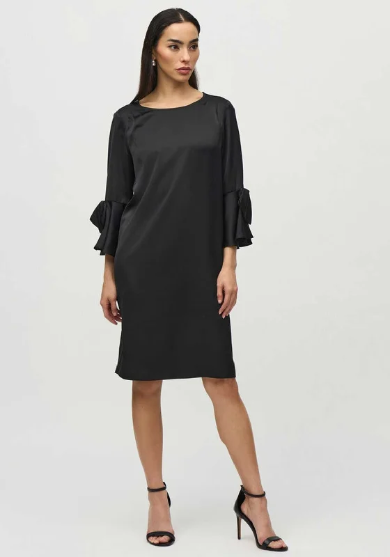 White-on-whiteJoseph Ribkoff Satin Bow Sleeve Shift Dress, Black