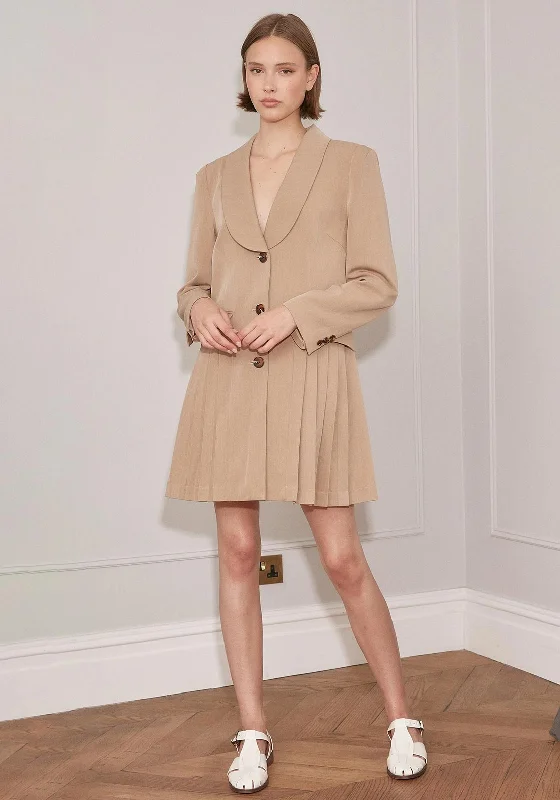 Graphic-heavyJovonna Stella Pleat Blazer Mini Dress, Beige