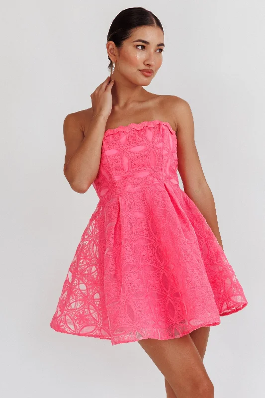 Ultra-modernKesenia Strapless Embroidered Mini Dress Hot Pink
