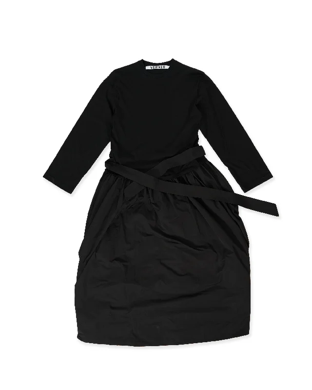 Ultra-stylishL/S T-Shirt Gown - Black