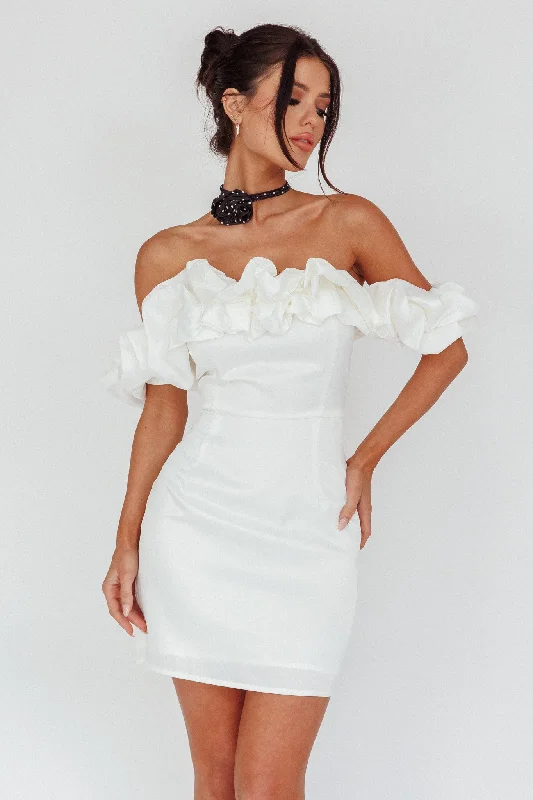 Modern-luxeLa Palma Off-Shoulder Mini Dress Off White