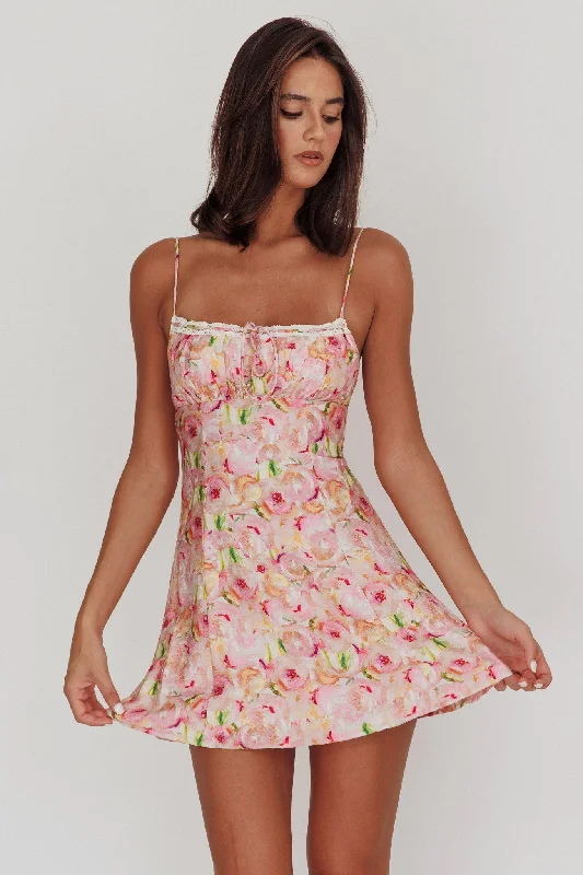 Sleek & structuredLead The Way Abstract Print Mini Dress Pink