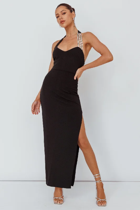 Weatherproof-fashionLeading Role Diamante Strap Halter Dress Black