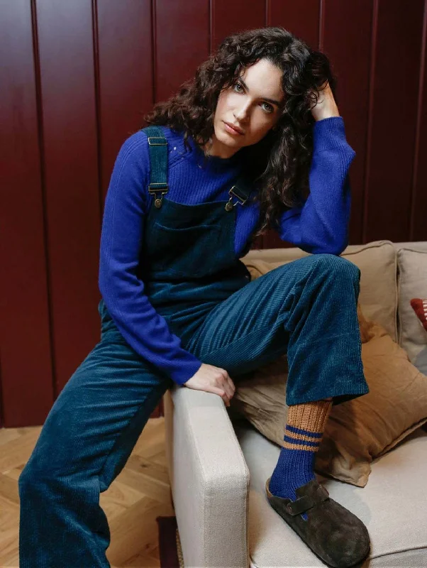 Tailored-eleganceLeni Women's Organic Cotton Corduroy Dungaree | Marine Green